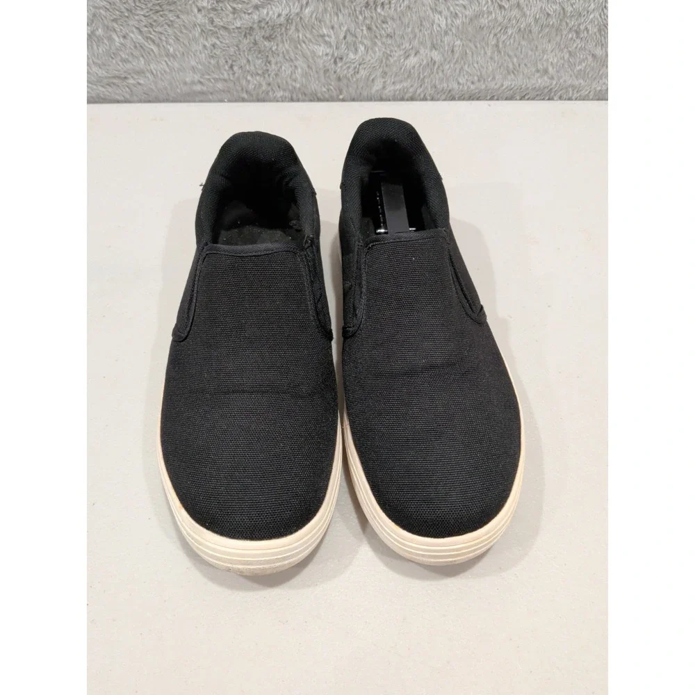Brahma Work Shoes Mens Sz 8 Black Canvas Steel Toe Slip-On Anti-Fatigue Blk